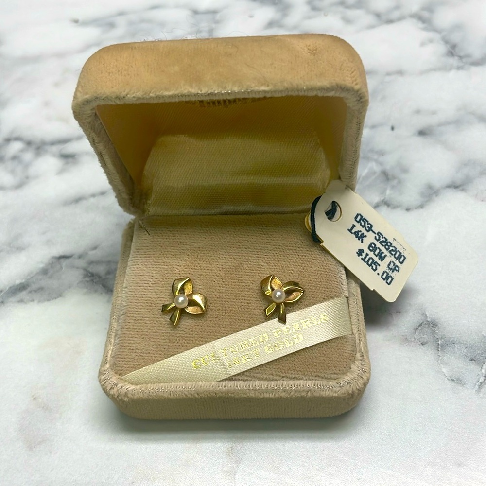 14k gold bow earrings